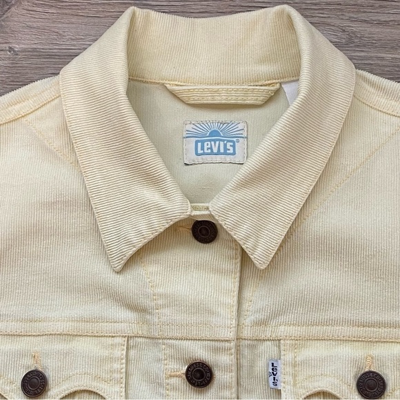 Levi’s Y2K Corduroy Trucker Jacket Pale Yellow Size Large - Picture 7 of 12